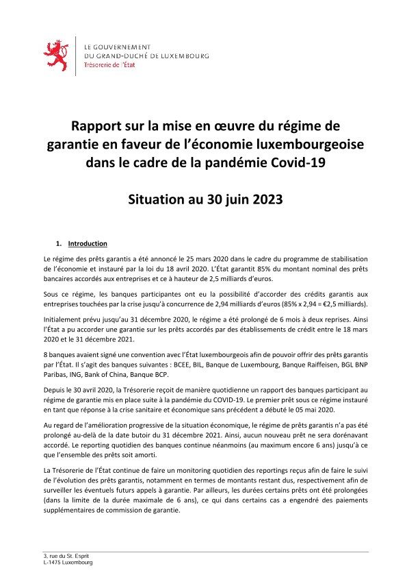 Analyse régime de Prêts garantis COVID-19 (30.06.2023)
